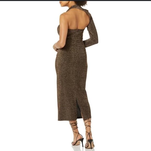 Terea Women's Nola One Shoulder Metallic MIdi Dress Size M NWT - Picture 4 of 6